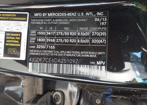 2013 Mercedes-Benz Gl 450 4Matic из США, поврежденный, VIN 4JGDF7CE6DA251097